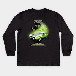 Cuda Plymouth 1973 Kids Long Sleeve T-Shirt